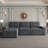 Corduroy Tufted 3-Seat Sofa Spacious Seats L-Shaped Apartment Couch-117494390