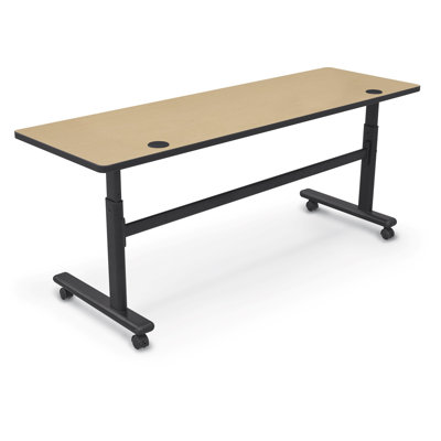 Hierarchy Rectangle Height Adjustable Flip Top Training Table with Casters