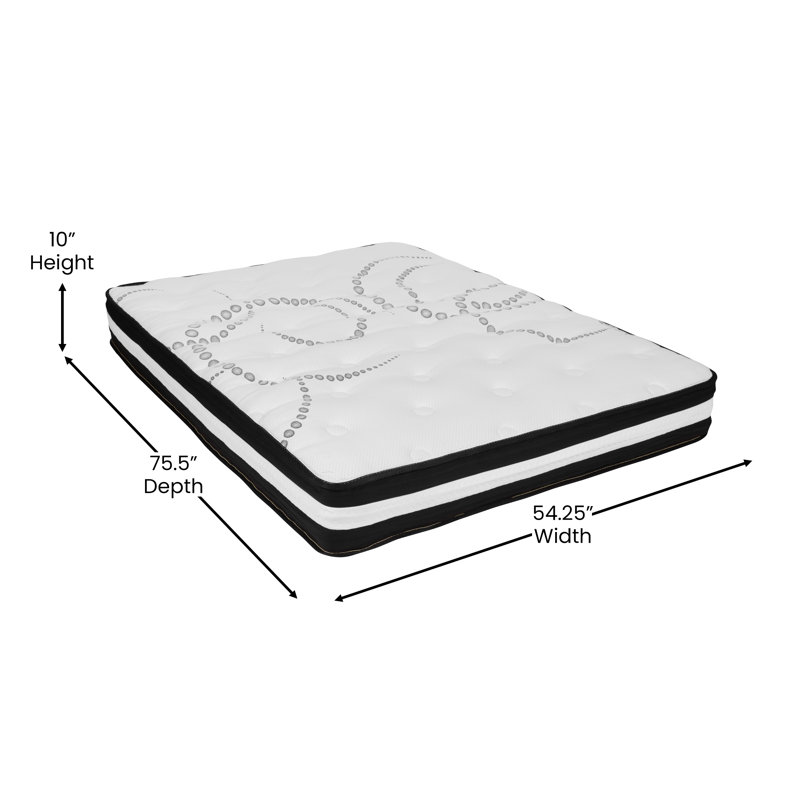 Aluino Tufted Platform Bed with 10in. Pocket Spring Mattress, Beige, Full