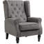 Chaise d'appoint moderne, capitonnée avec accoudoirs ronds et pieds en bois, gris foncé