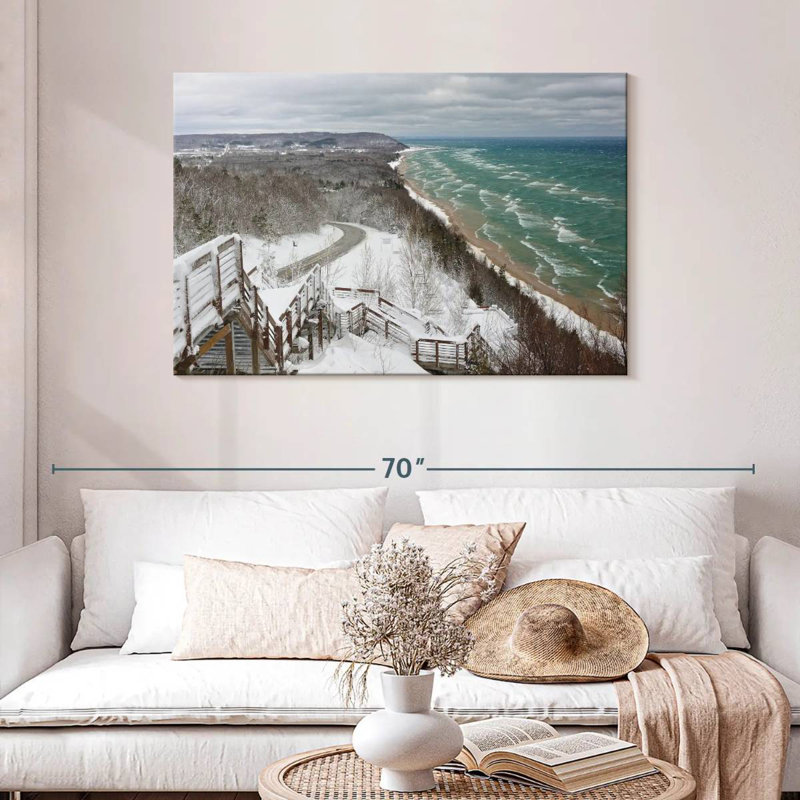Scène d'hiver à Alvord Lake Michigan, H 30 po x l 45 po