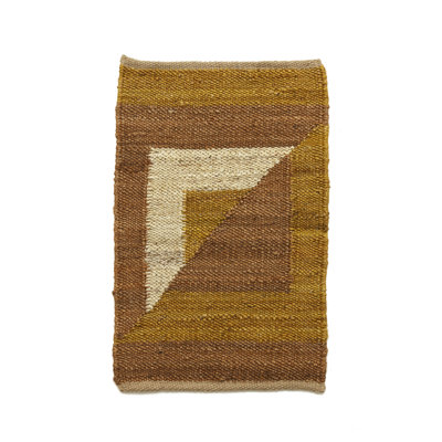 Rectangle Geometric Hand Woven Flatweave Hemp Area Rug in Brown/Yellow