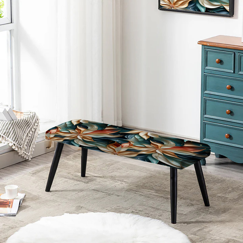 Banc rembourré or et bleu sarcelle Cosmic Essence