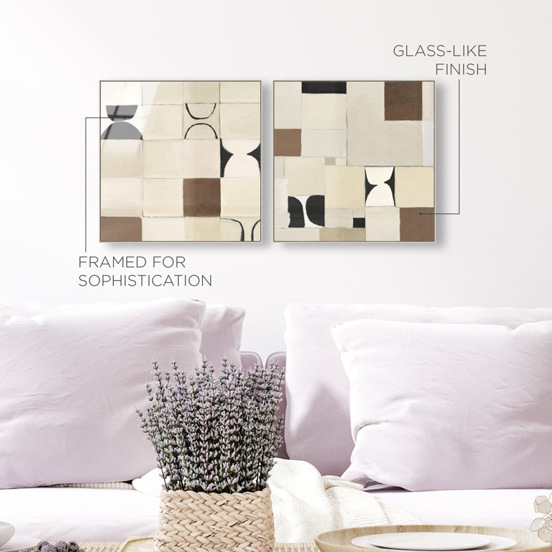 Boho Tiles Set High-Gloss Frameless Acrylic Glass Wall Art Abstract Print by Oliver Gal, Ready to Hang, 12 x 12