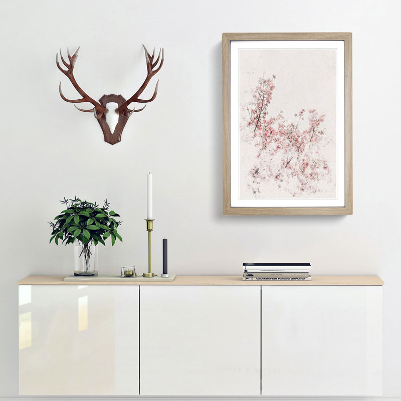 Pink Cherry Tree - Framed Print, Oak Framed, 63cm H x 45cm W x 2cm D