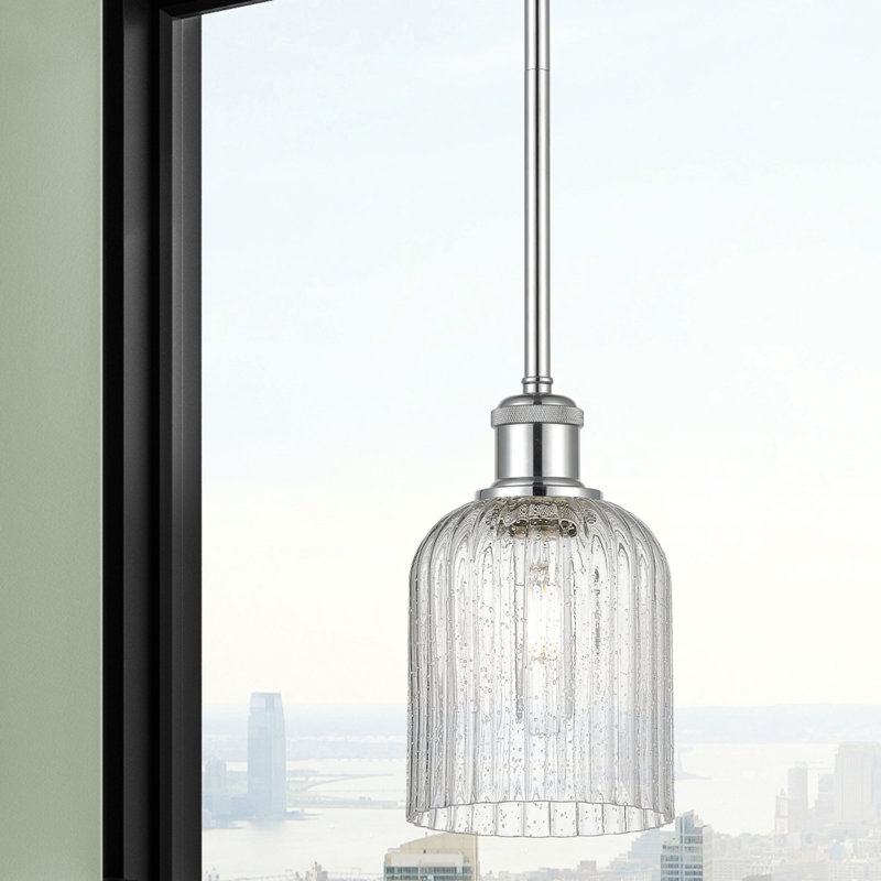 Luminaire suspendu 5 lumières Ballston Addeline, Chrome poli, Bleu princesse