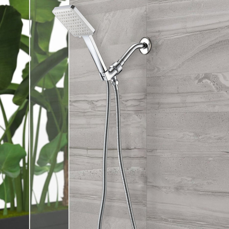 Pomme de douche avec 6 modes de jet - Optimisez le débit, installez un système de fixation carré, montage facile