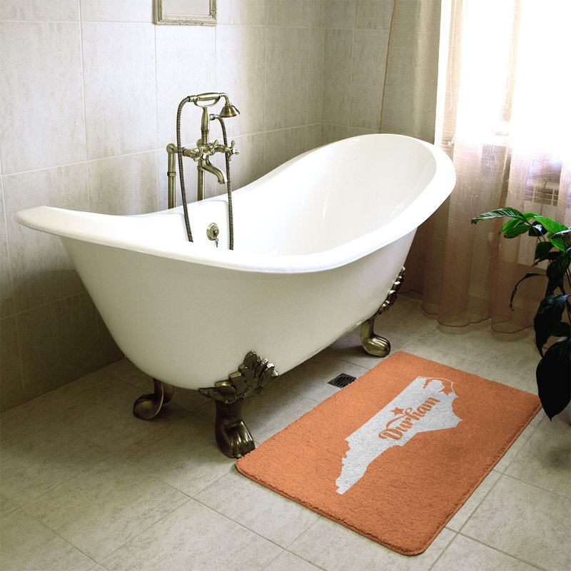 Rectangle Non-Slip Does Not Apply Bath Rug, 17" W x 21" L, Orange, Durham North Carolina 