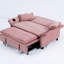 Lit de 65,17 pouces de couleur rose avec tissu à rayures, accoudoirs réglables et pour la détente, lit escamotable temporaire pour la nuit, lit multifonctionnel à 2 places, visionnage de films, placement de main courante-694728549