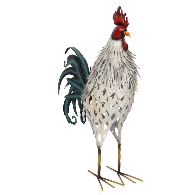 Statue de jardin coq en métal 28 po