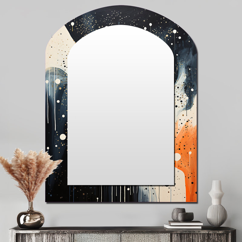 Deep Marine Scenes Modern Collage - miroir mural Corals Arch, miroir asymétrique gris, impression sur métal, 43 po x 33 po