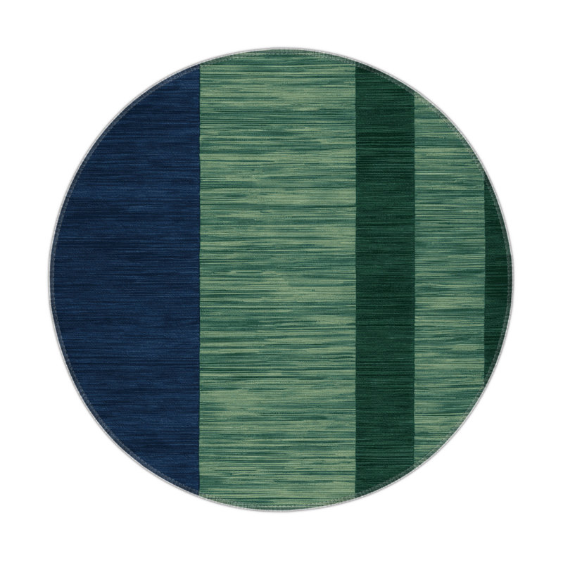 HorizontalStripes Green Indoor and Outdoor Area Rug, Rectangle 3' x 5'