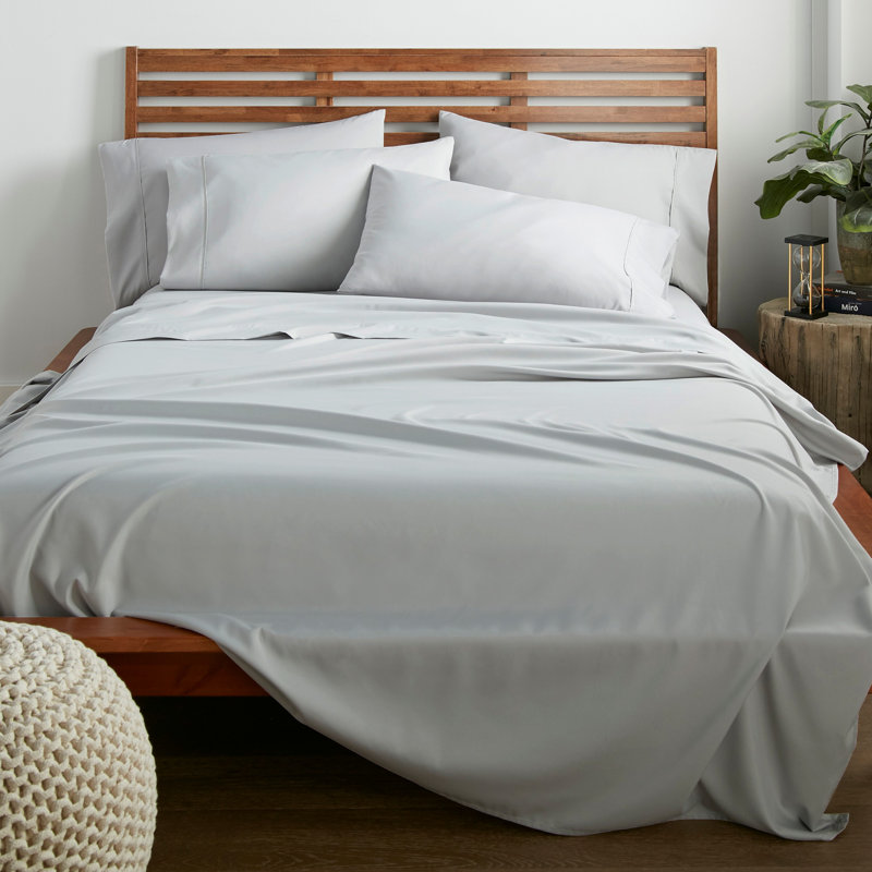 Ensemble de draps en micro-fibre, gris, Ensemble de draps pour lit double + 1 drap-housse 