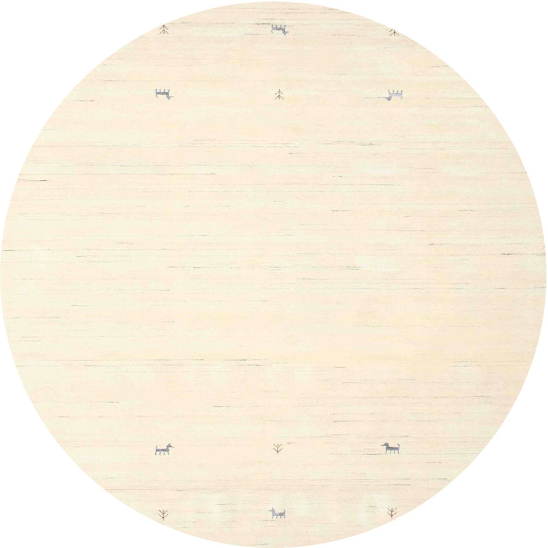 Tapis de zone crème contemporaine, Rond 3 pi