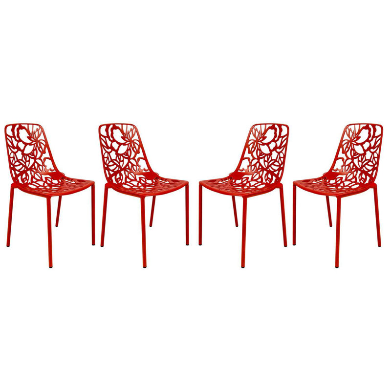 Chaise d'appoint en aluminium - ensemble de 4, Rouge