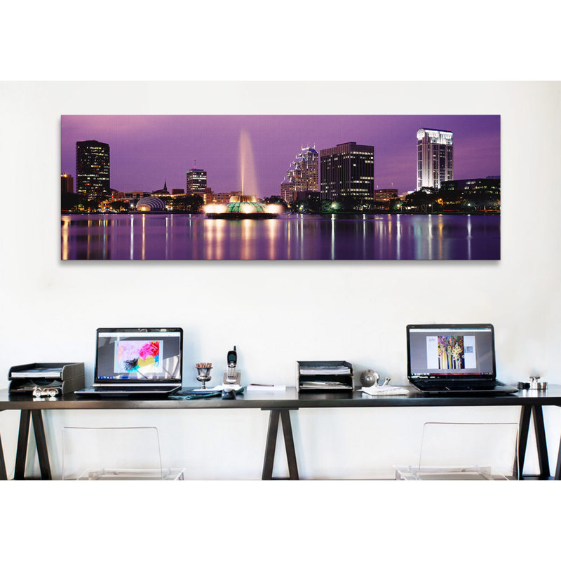 Reproduction de photo sur toile panoramique, vue panoramique d'une ville à Orlando, Floride, H 12 po x l 36 po x P 1,5 po