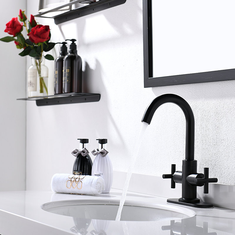 Robinet de salle de bain à ensemble central avec bonde, Noir mat