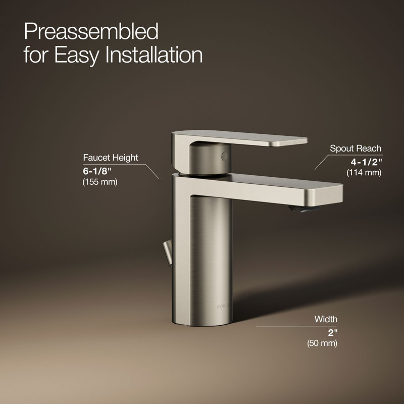 Parallel Single Hole Bathroom Faucet with Drain Assembly, Vibrant Brushed Nickel