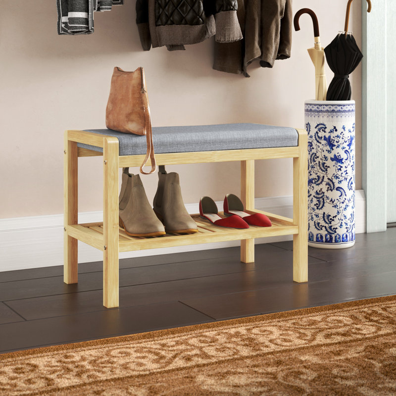 Banc de rangement pour chaussures rembourré Knarr, Naturel