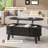 Lift Top Coffee Table with Storage, Wood Modern Oval Coffee Table, Living Room Storage Table, 18.9"D x 38.6"W x 17"H, Black-1058538802