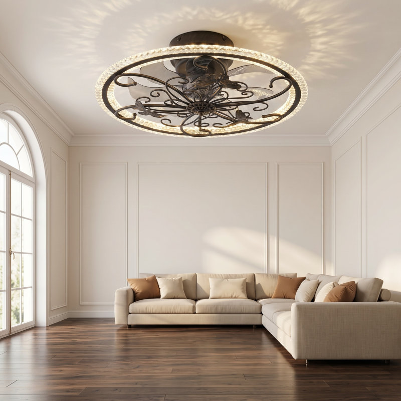 Ventilateur de plafond encastré sans pales de 50 cm (20 po) avec grille, éclairage DEL tricolore et télécommande