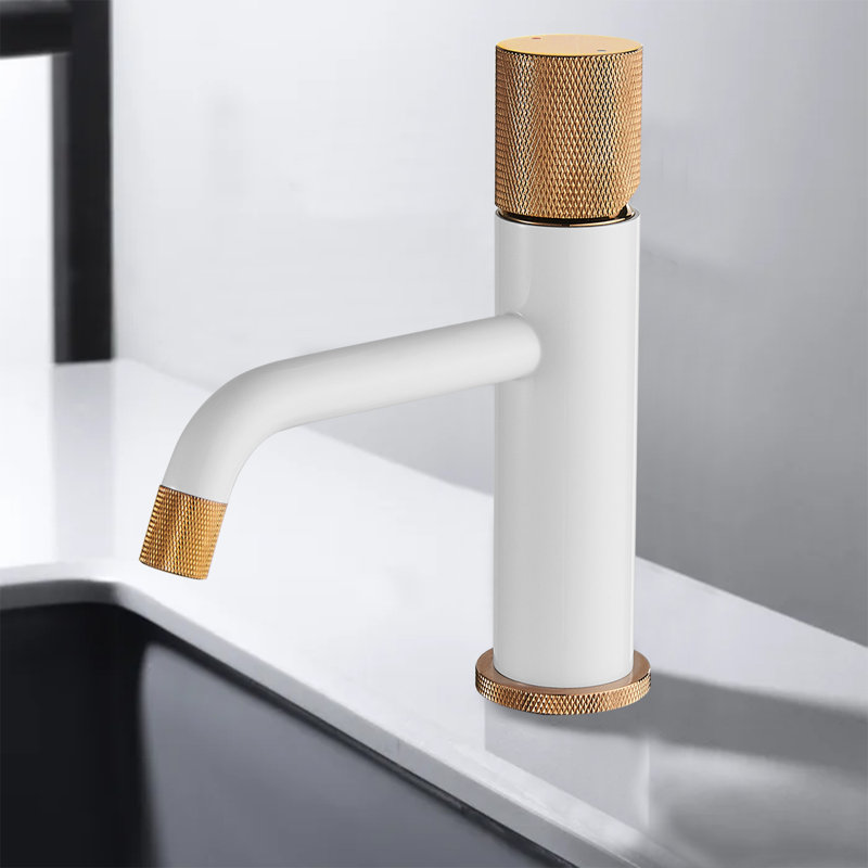Bathroom Faucet, White/Gold