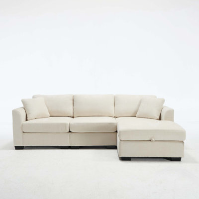 Modern Storage Sofa with Dual USB, 2 Side Pockets,Ottoman Storage Bench Cloud Sectional Chenille Sofa Oversized,4-Seat, L-Shaped Couch