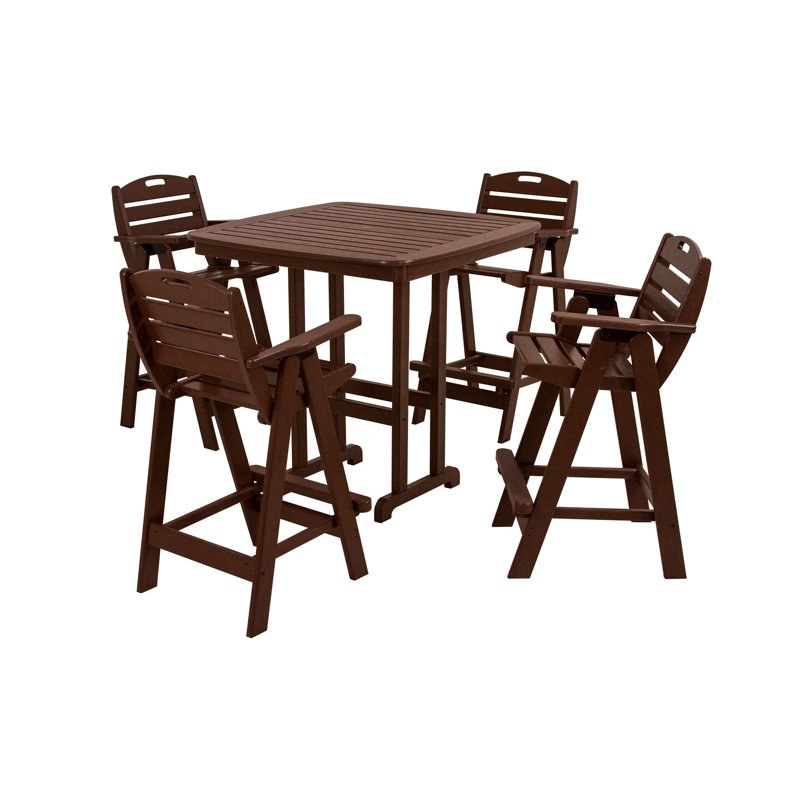 POLYWOOD Nautical 5-Piece Bar Set, Mahogany