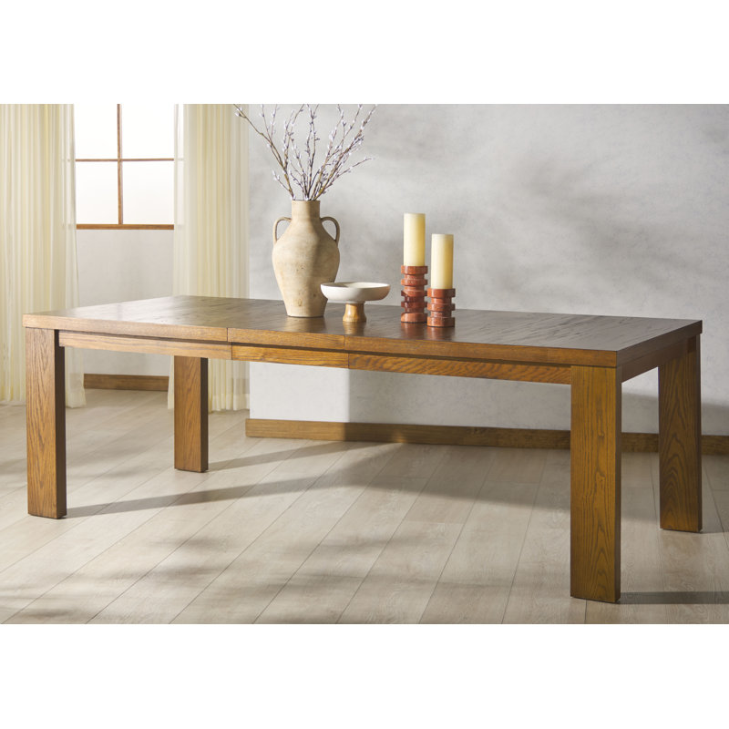 Desmond Extendable Wood Dining Table, Medium Oak