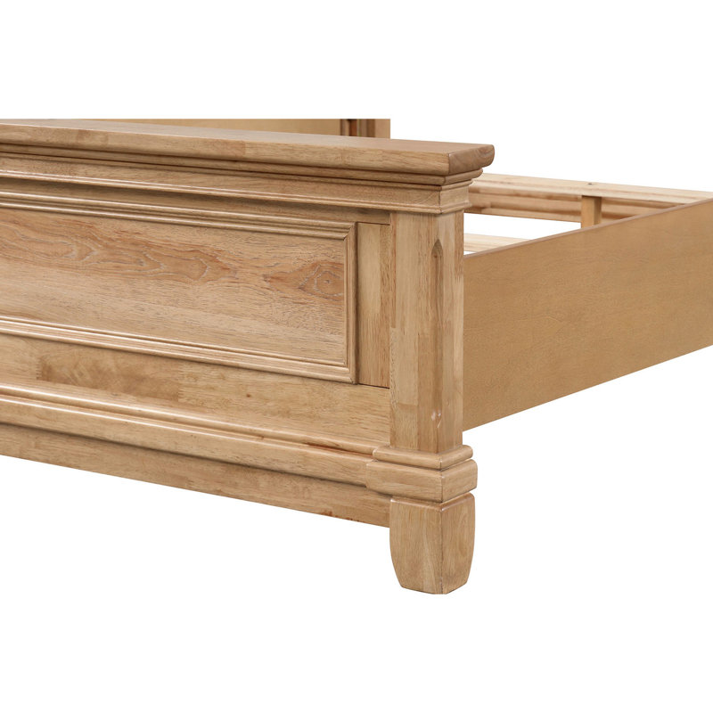 Natural Oak Twin Bed Frame With Style And Plank Headboard, Constructed Of Rubberwood, Engineered Wood, Solid Pecan Veneer For Bedroom Stunning Style, Oak, Using Haven