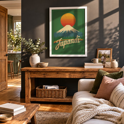 Mountain at Sunset Japandi - Framed Print