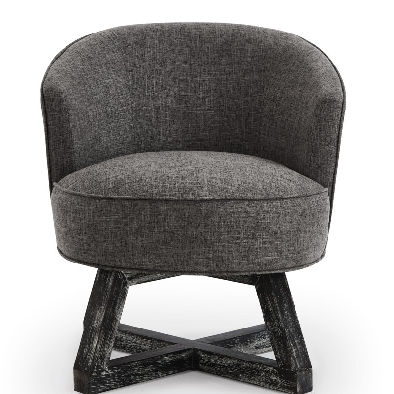 Chaise pivotante classique en tissu de lin, fabrication en bois, pour revêtement de chambre à coucher et de salon à rotation 360 °, base solide pour une expérience confortable
