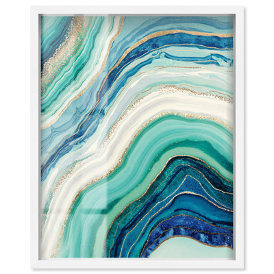 Art abstrait bleu et vert I, Shadowbox, art abstrait bleu sarcelle par Art Remedy