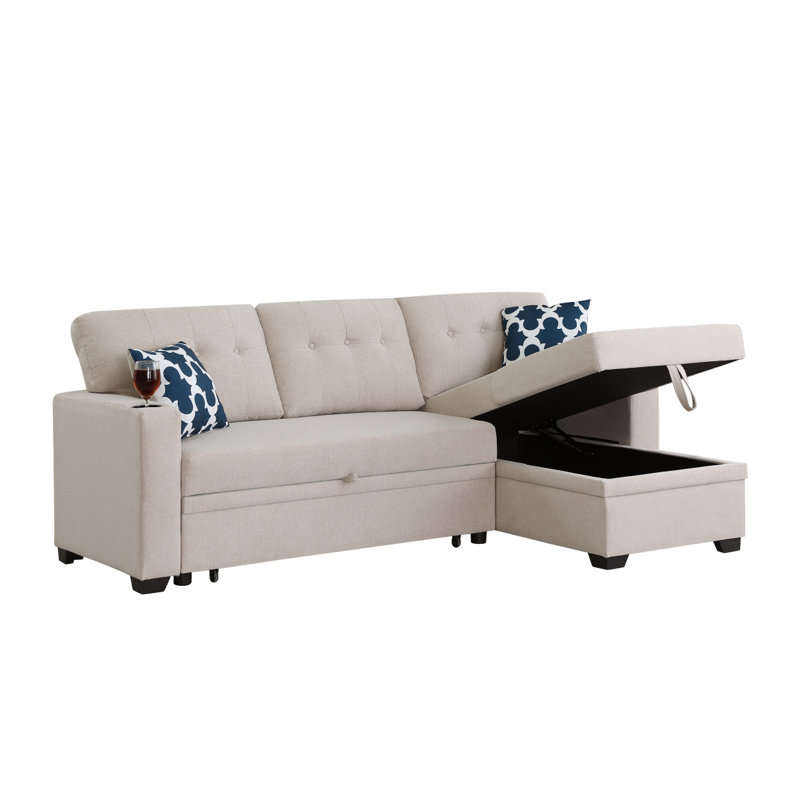 Canapé modulaire Modern de 82 po de largeur avec méridienne et accoudoir porte-gobelet