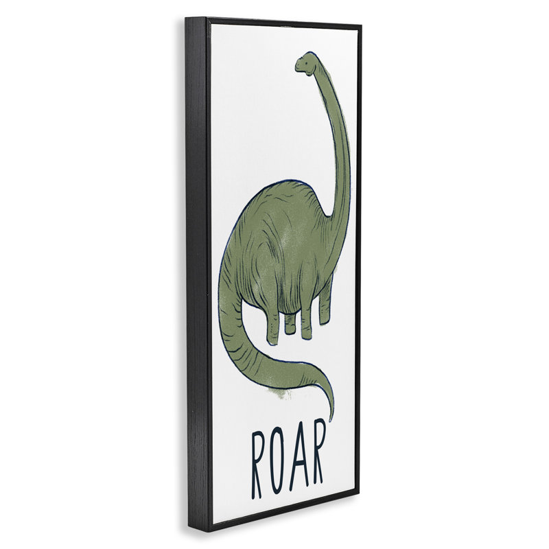 «Dinosaur Roar Brachiosaurus Giclee» par Daphne Polselli, Giclée encadrée noir minuit, H 24 po x l 10 po