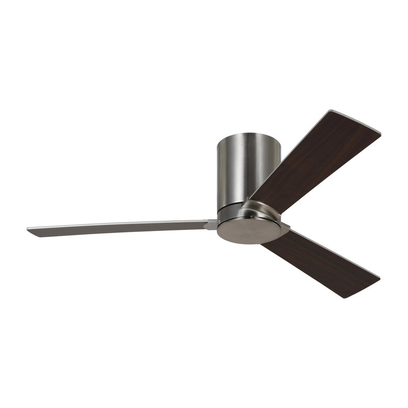 Ventilateur de plafond Salma, H 9,3 po x l 44 po, Pales réversibles argent / noyer américain, Acier brossé