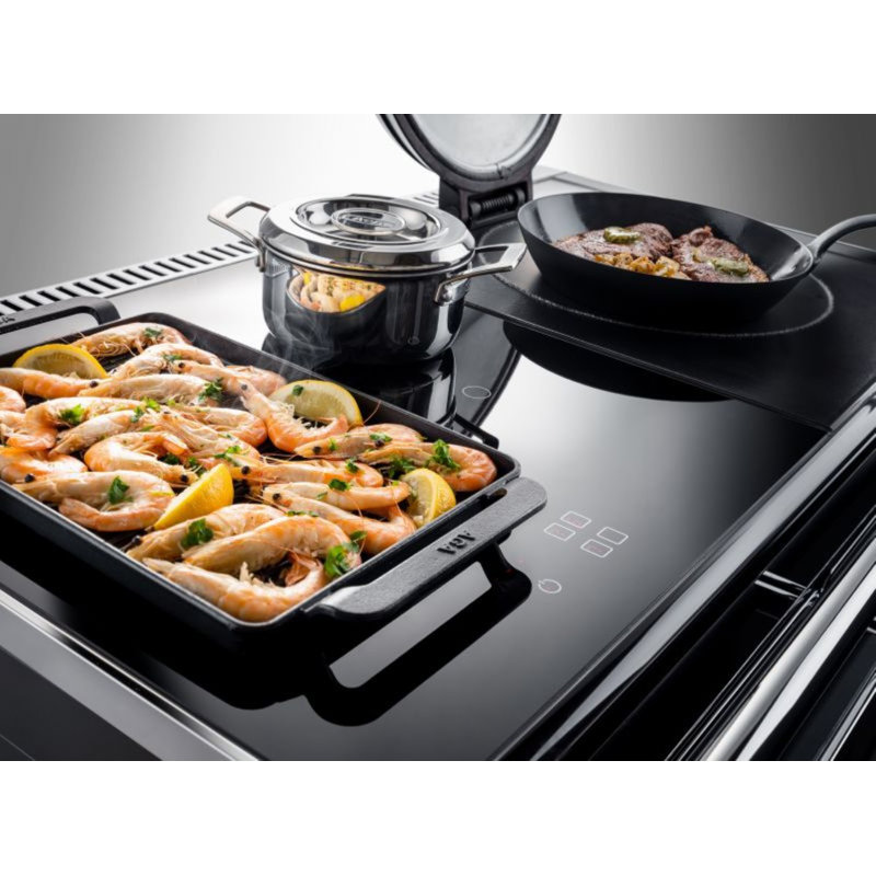 AGA Era 44"W  4.5 Cu.Ft. Freestanding Induction Convection Range in Black Glass with Chrome Trim
