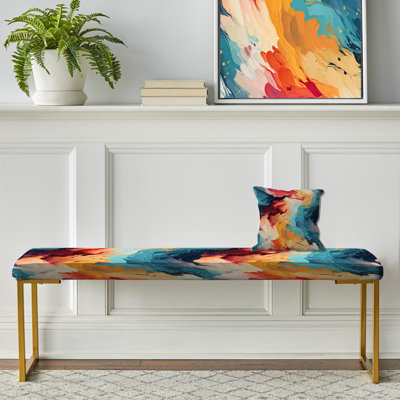 Artistique aux couleurs pastel, expression abstraite - banc rembourré doré