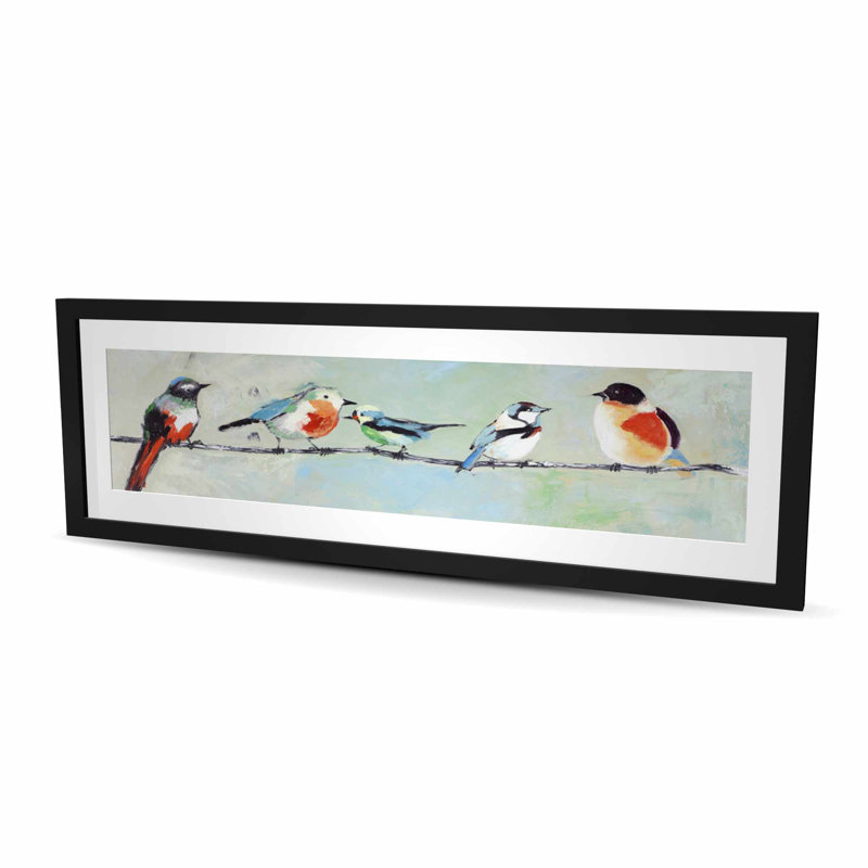 Petits oiseaux colorés abstraits - oiseau de chambre à coucher, reproduction encadrée