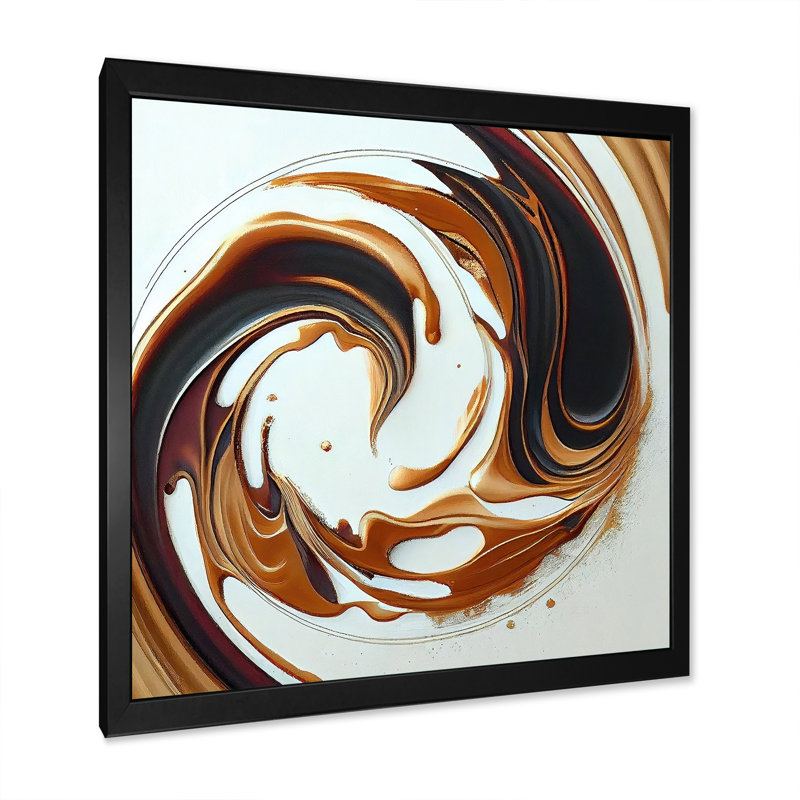 «White and Gold Bold Mouvement III», impression sur toile, Cadre photo noir, H 16 po x l 16 po x P 1 po