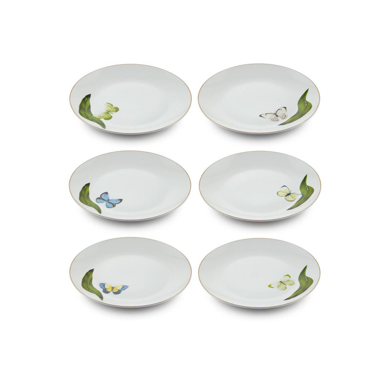 Elegant Dessert Plate Set (6 Pieces), 100% Porcelain, 7.9 x 7.9 x 0.8 inches | Dishwasher Safe, Perfect for Cakes, Pastries & Appetizers | Stylish and Durable Tableware for Entertaining & Everyday Use
