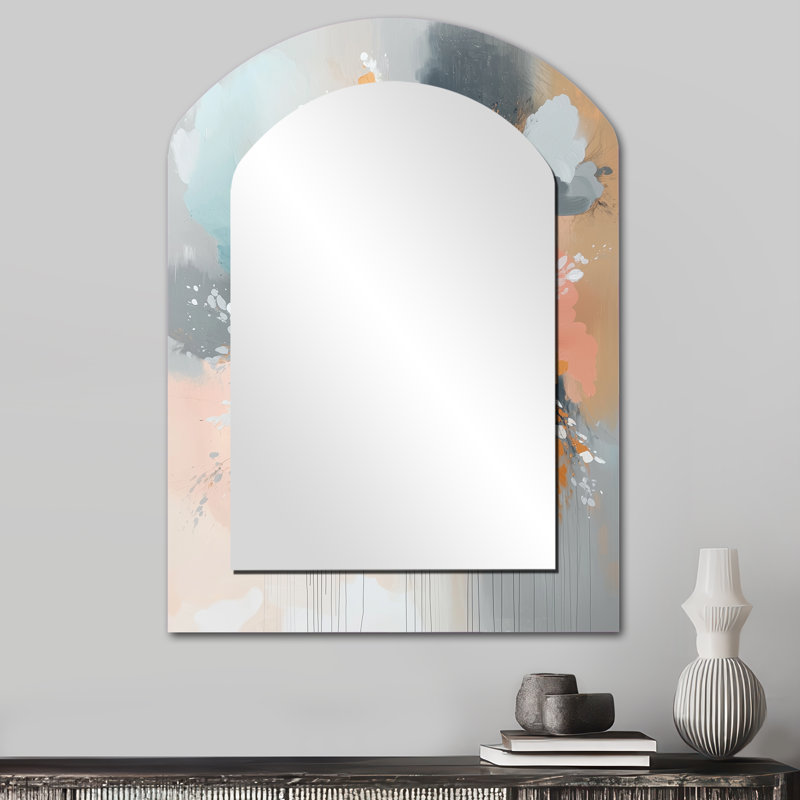 «White Brushstroke Floral Abstract Paint II», coquelicots décoratifs, miroir mural, 34 po x 25 po