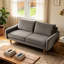 Causeuse 58 po en velours moderne européen avec pieds fuselés et accoudoirs carrés, canapé 2 places avec coussins épais et ergonomiques pour salon, appartement, bureau-1583041340-1583198881