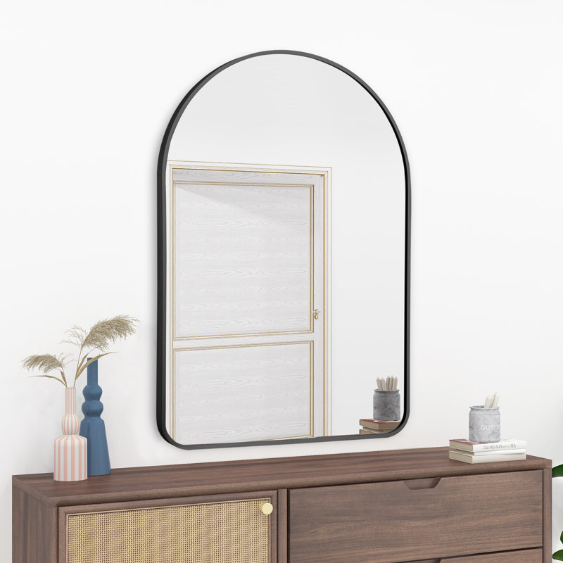 Metal Arch Wall Mirror, Black