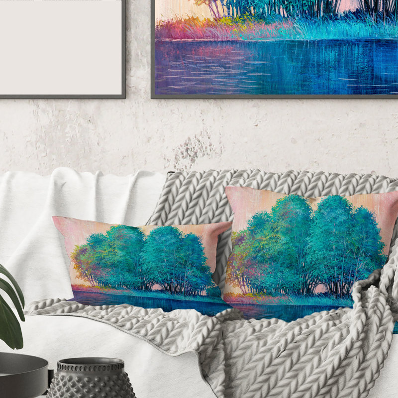 Coussin imprimé Blue Tree, 18" x 18"
