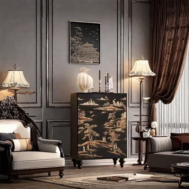 Armoire décorative élégante en bois de noyer