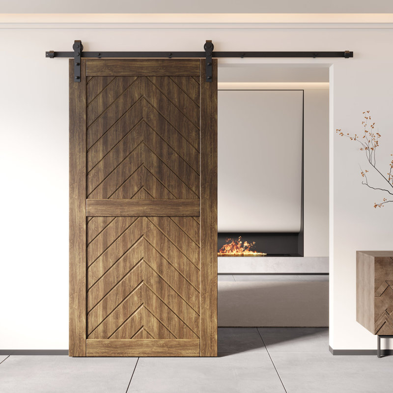 Porte de grange en bois de pin foncé nacré et non assemblé 40 po x 80 po 4-en-1 Homacer de Homacer (usage intérieur seulement)