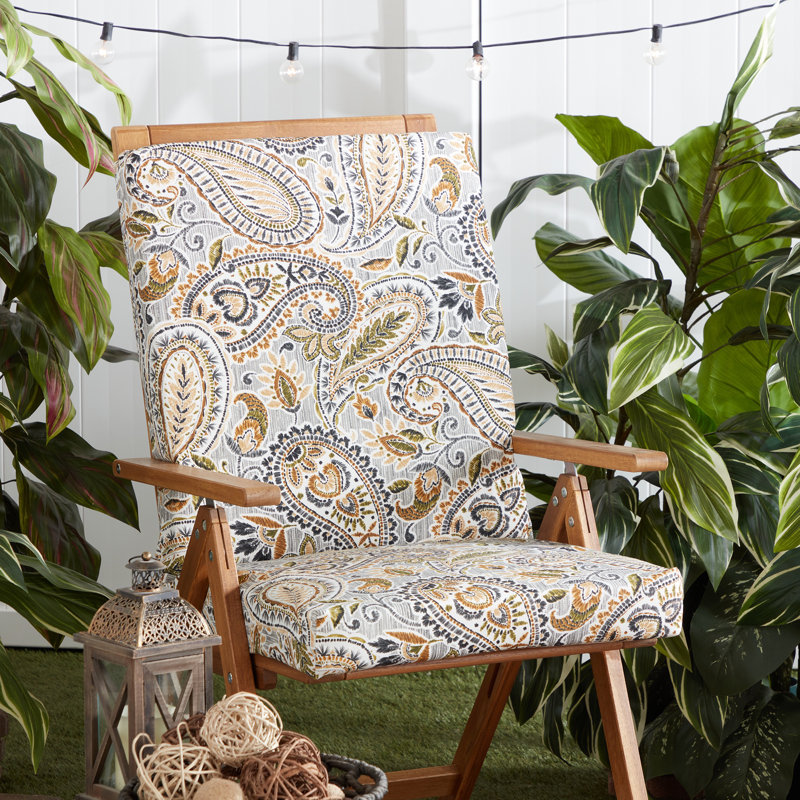 High Back Dining Chair Pad, Arctic Paisley