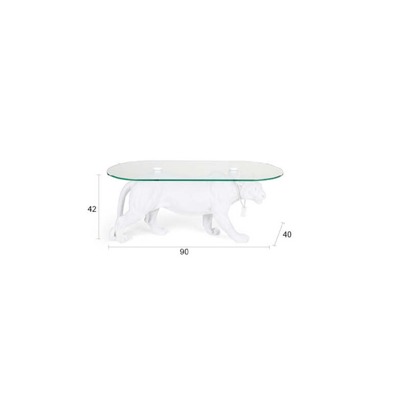 Dope As Hell Coffee Table, Clear Top/White Base