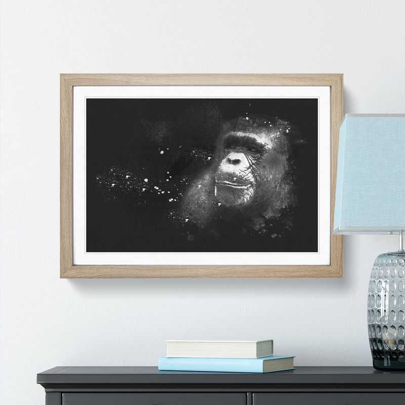 Ape Paint Splash - Framed Print, Oak Framed, 62cm H x 87cm W x 2cm D